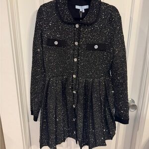 Hill House The Chloe Sweater Dress | Black Sparkle Mini Dress